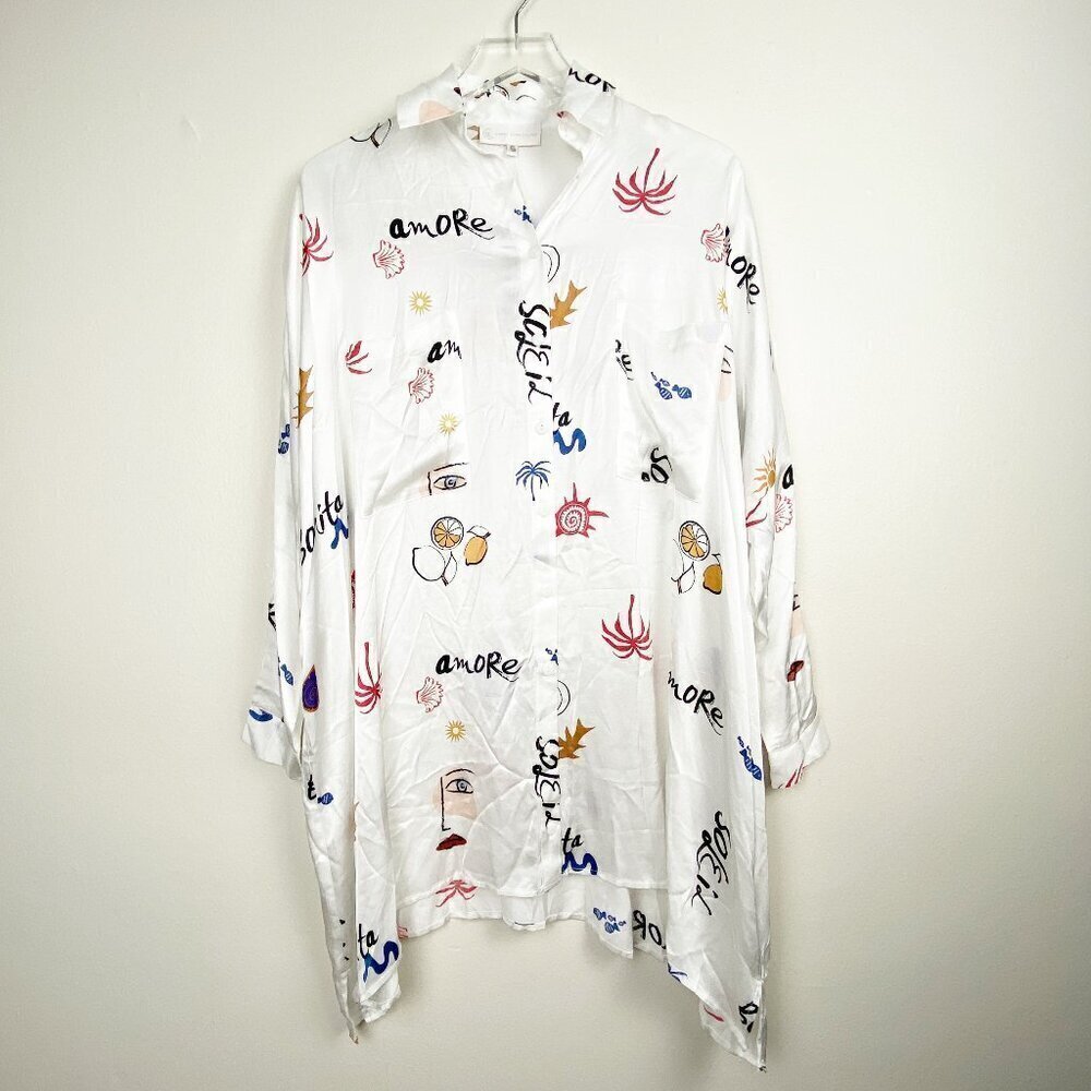 COREY LYNN CALTER | Long-Sleeve Printed Mini Shirt Dress from Anthropologie NWT - Picture 5 of 12